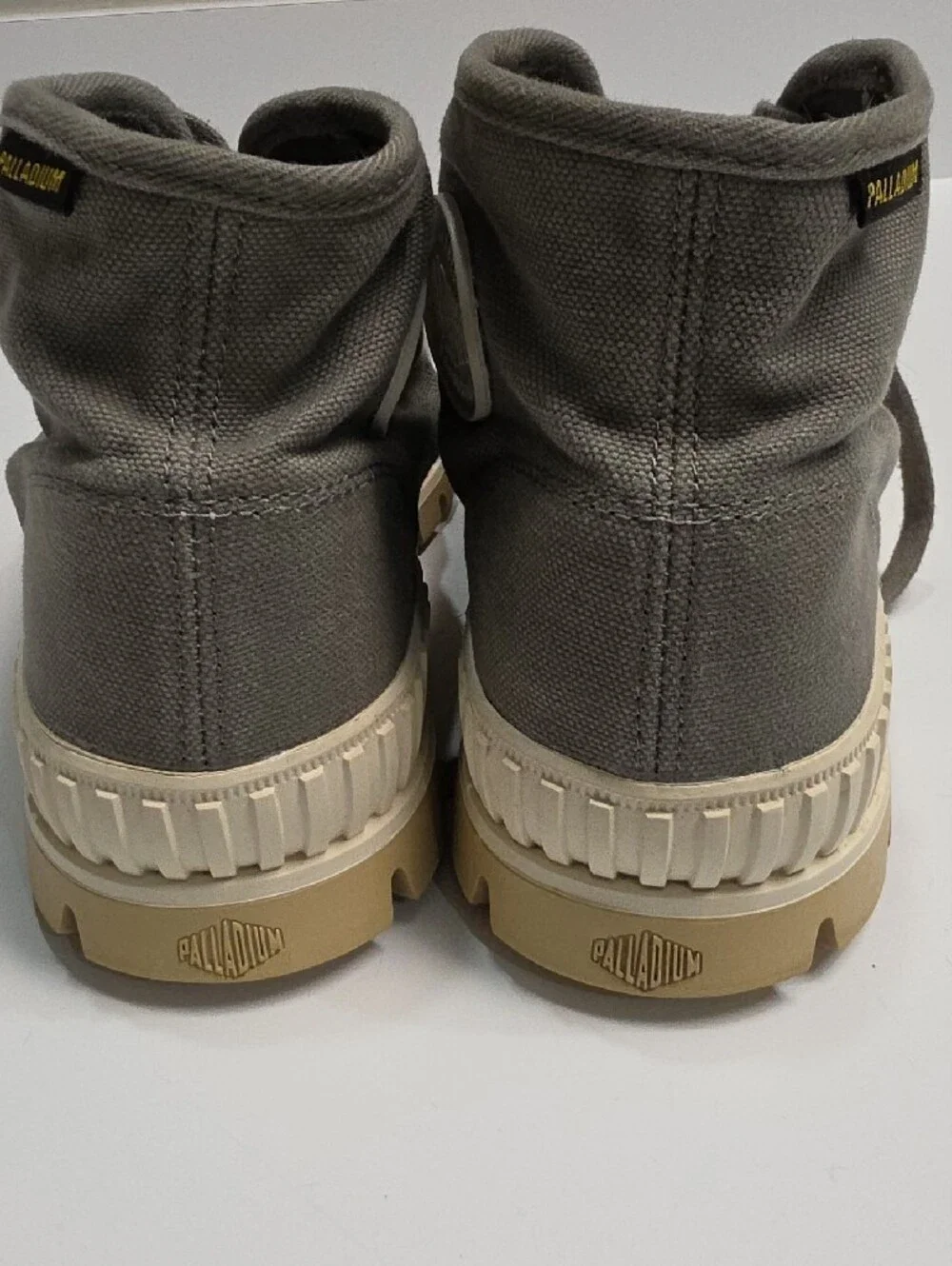 Palladium Charcoal Canvas High-Top Sneaker with Cream Sole - Size 10W or 8.5M
